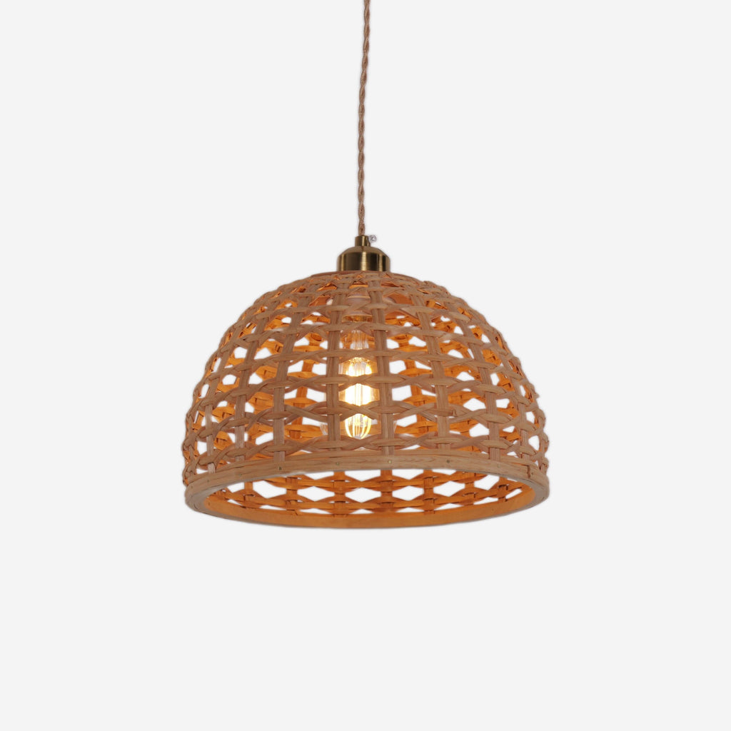 Lightsin Nature-Inspired Wooden Dome Warm Glow Pendant Light