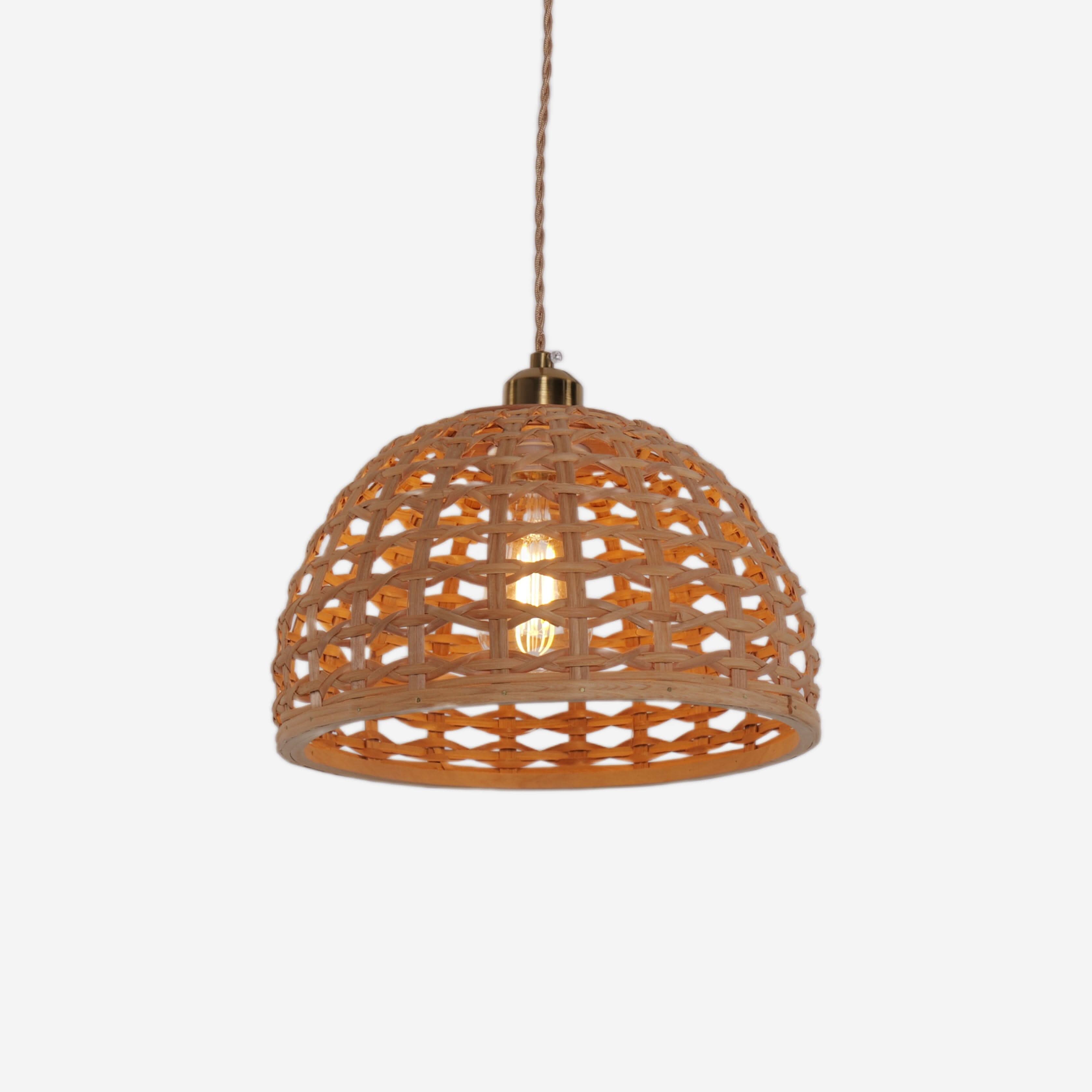 Lightsin Nature-Inspired Wooden Dome Warm Glow Pendant Light