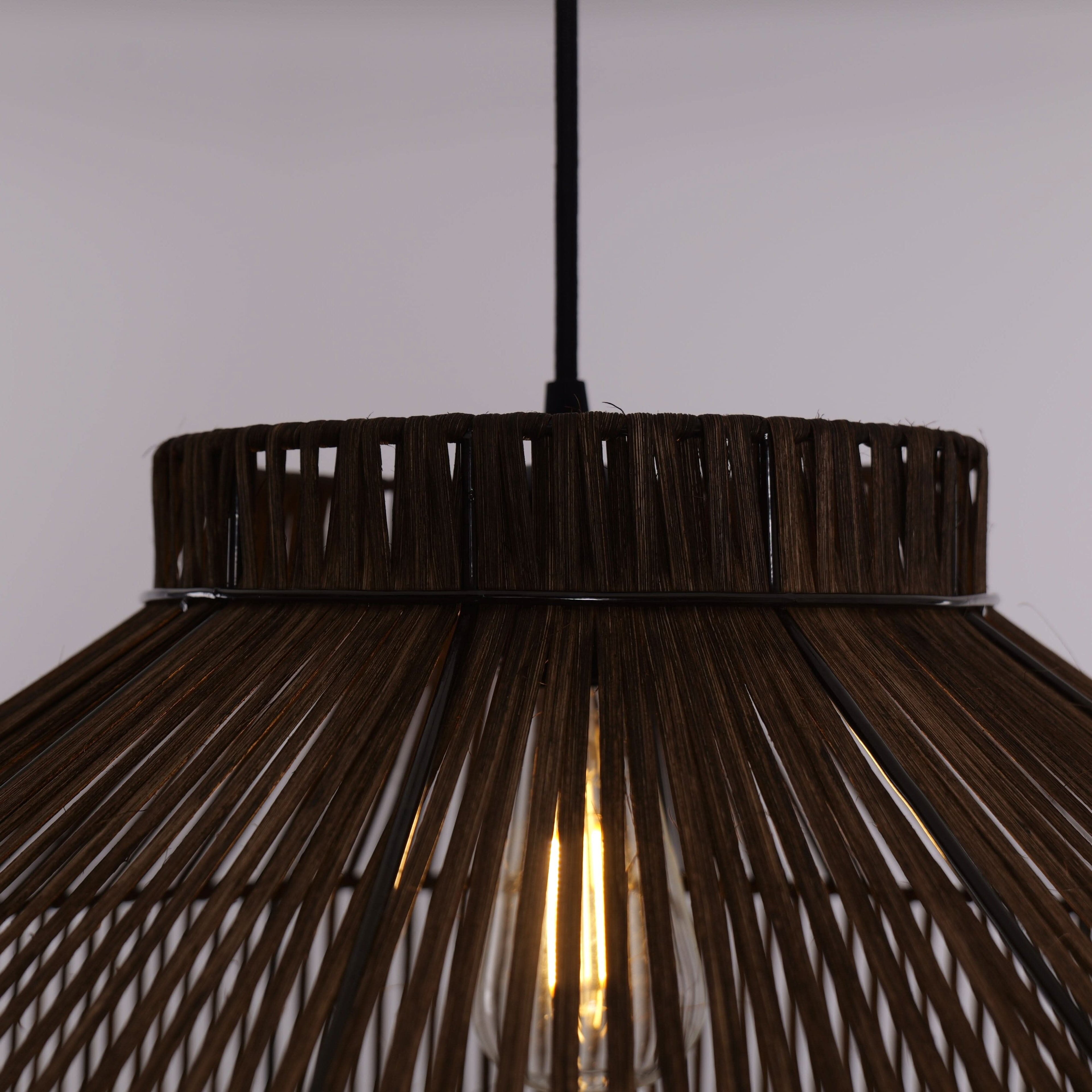 Lightsin Rattan Pendant Light for Modern Boho Interiors – Handwoven Kitchen Island Pendant Light for Living Room, Dining, and Bathroom Ceiling Lighting