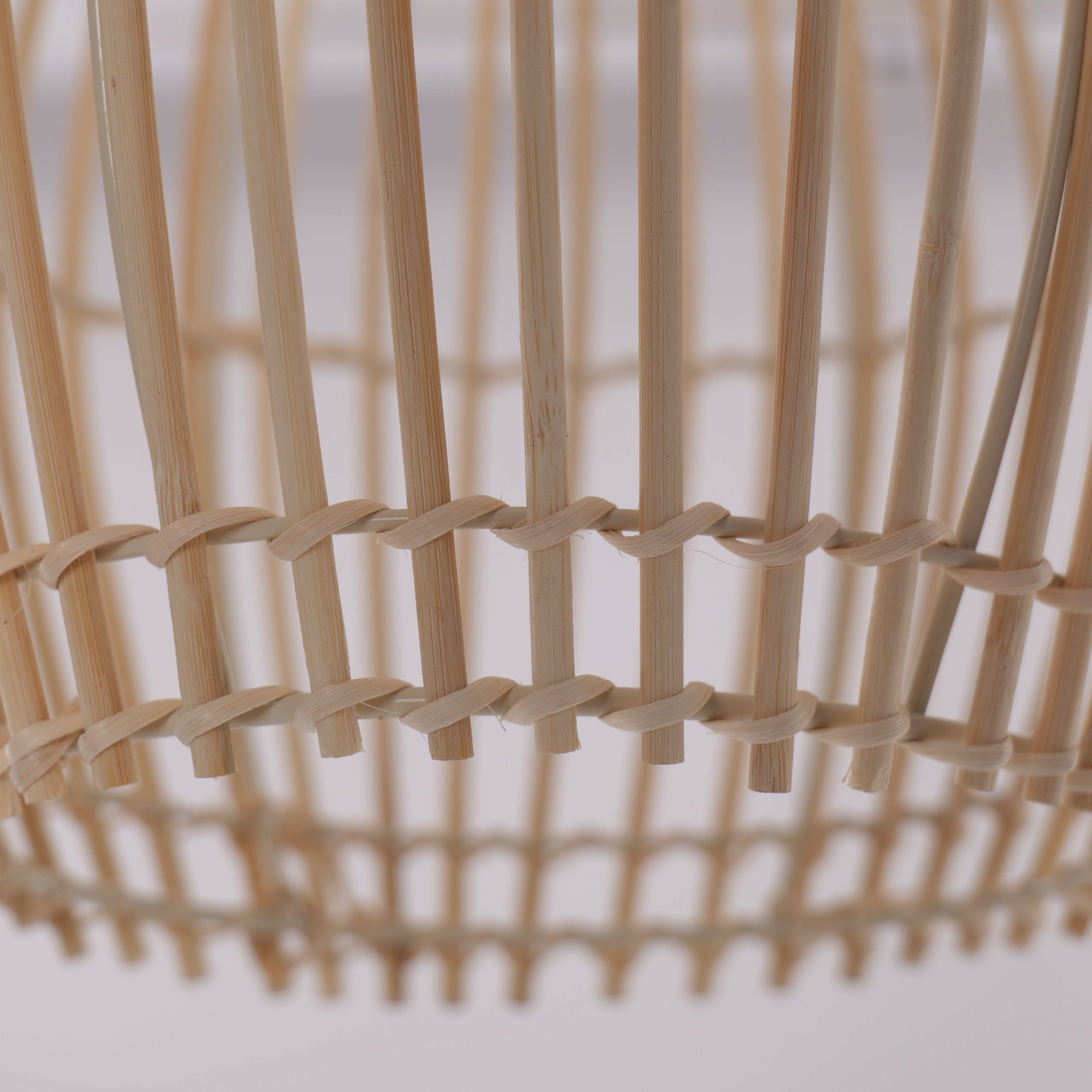 Lightsin Natural Rattan and Bamboo Pendant Light with Iron Frame