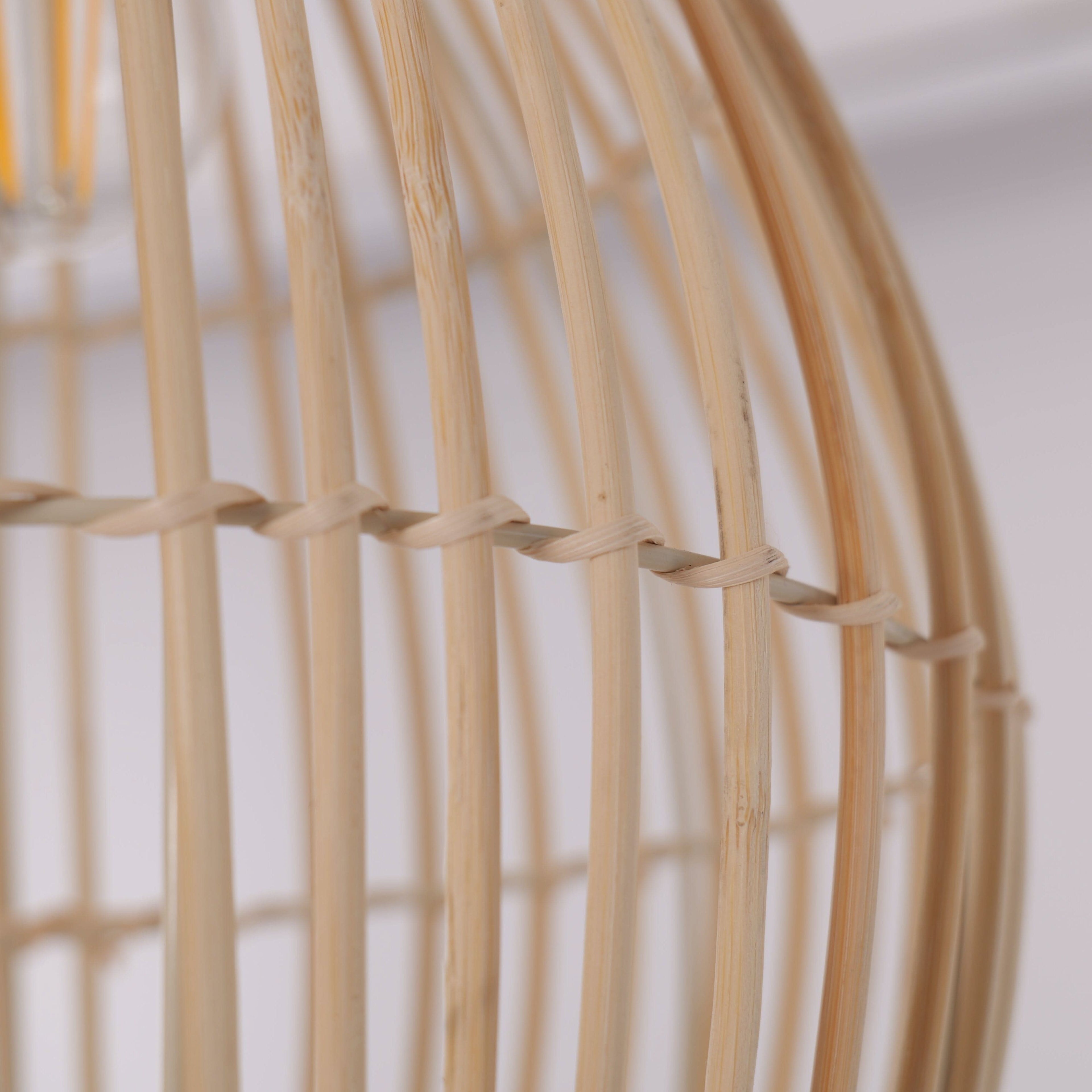 Lightsin Natural Rattan and Bamboo Pendant Light with Iron Frame