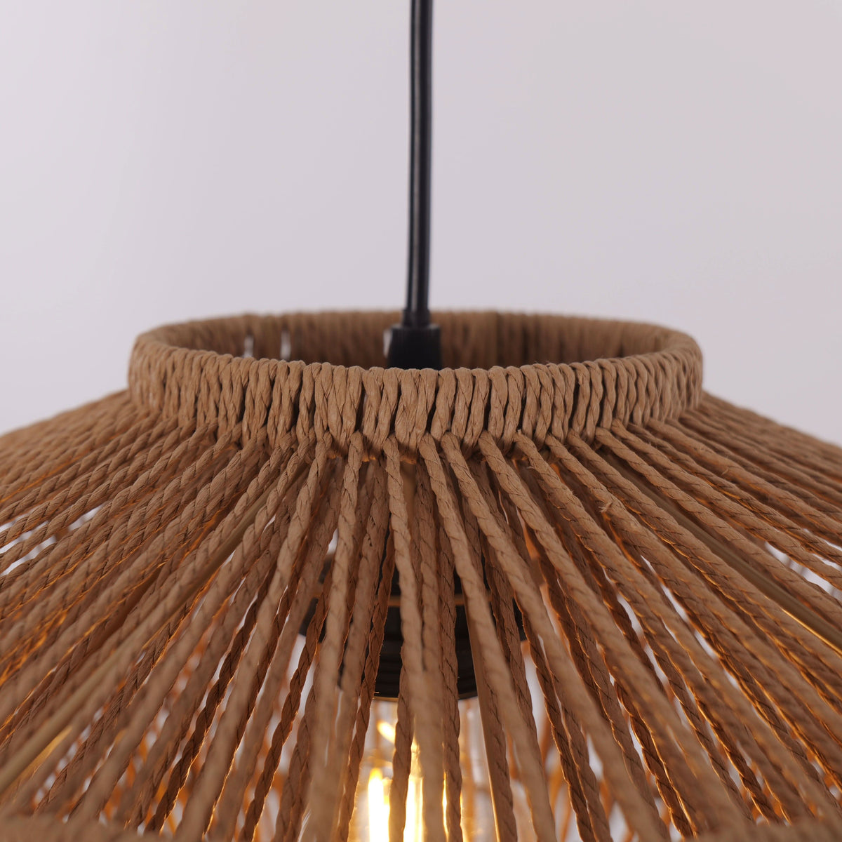 Lightsin Khaki Handwoven Paper Rope Pendant Light with Iron Frame