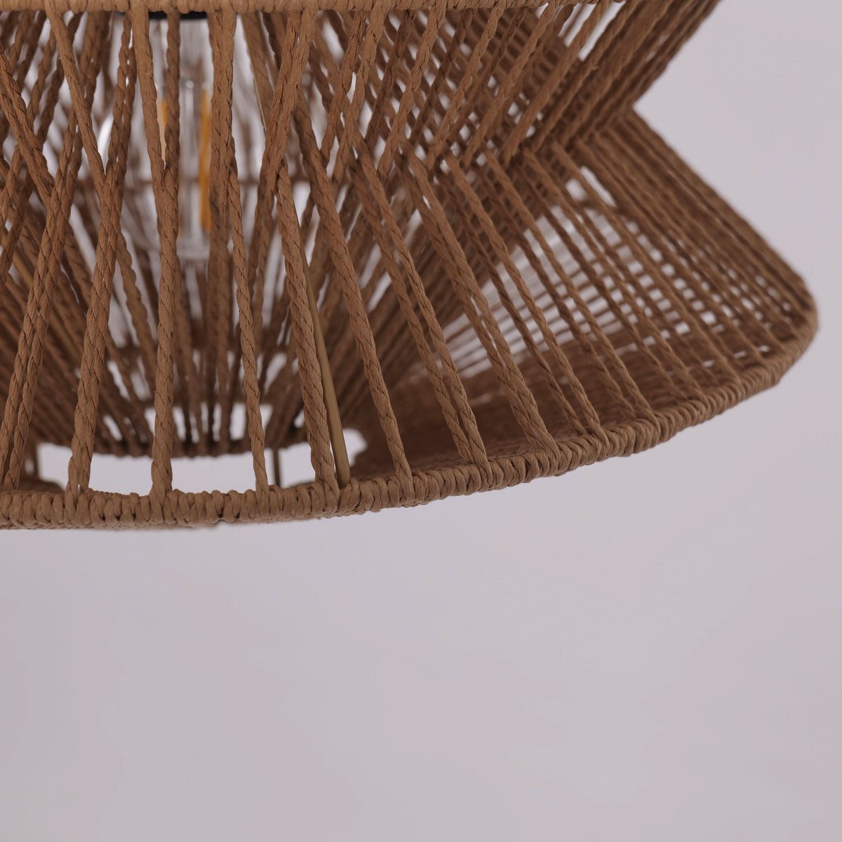Lightsin Khaki Handwoven Paper Rope Pendant Light with Iron Frame