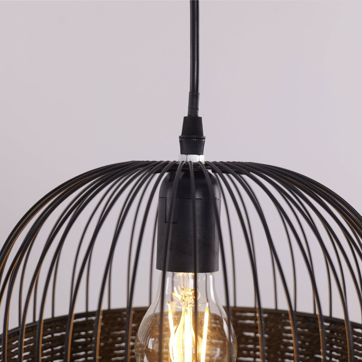Glyph-Lightsin Black Handcrafted Pendant Light Industrial Rattan Design for Home Decor