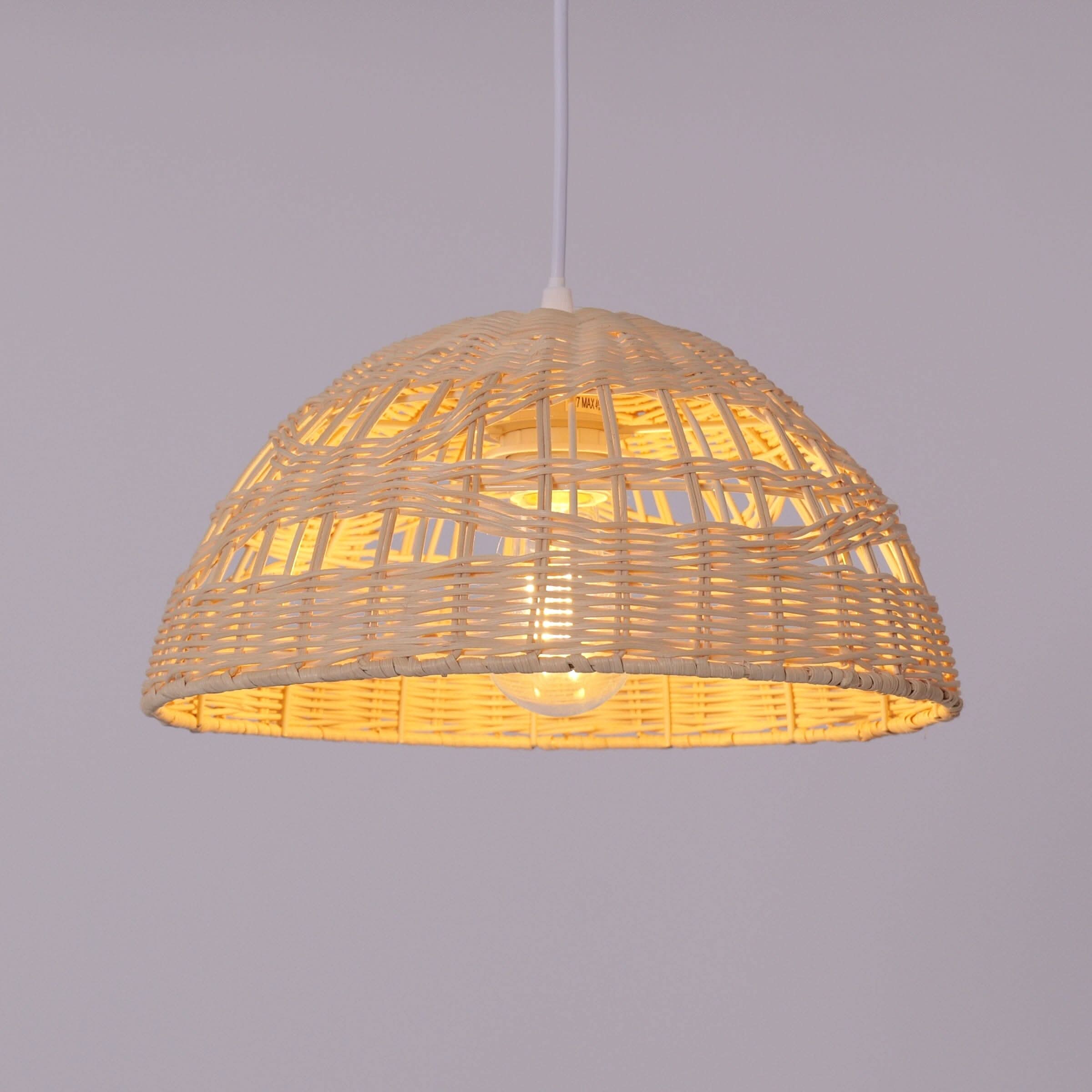 Lightsin Eco-Friendly Dome-Shaped Rattan Pendant Light for Home Decor
