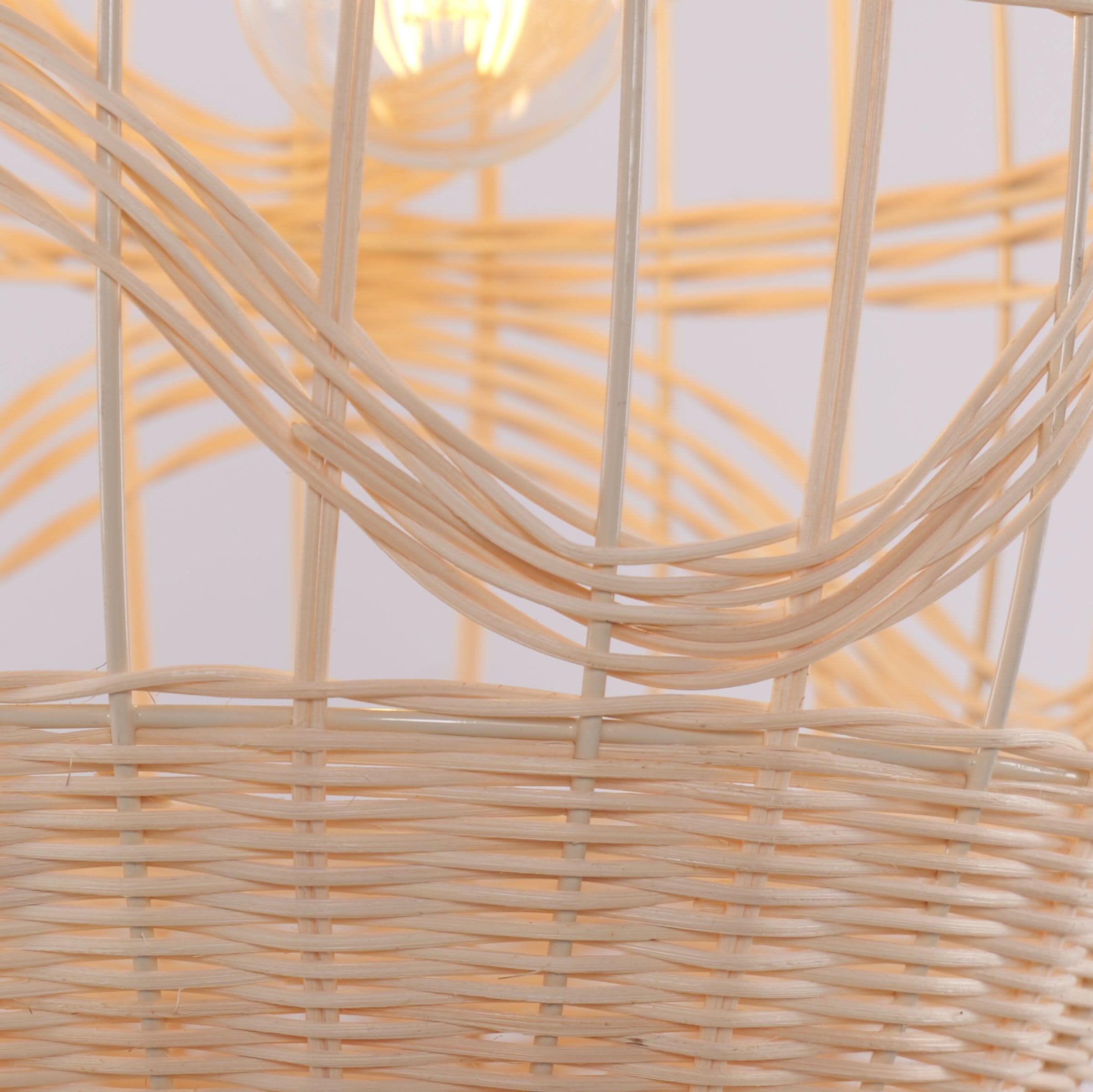 Lightsin Boho-Chic Handwoven Elongated Oval Rattan Pendant Light