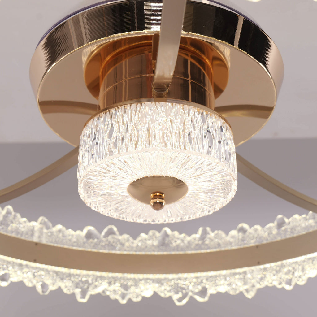 Lightsin Luxury Gold Frame LED Ceiling Fan Light with Retractable Blades