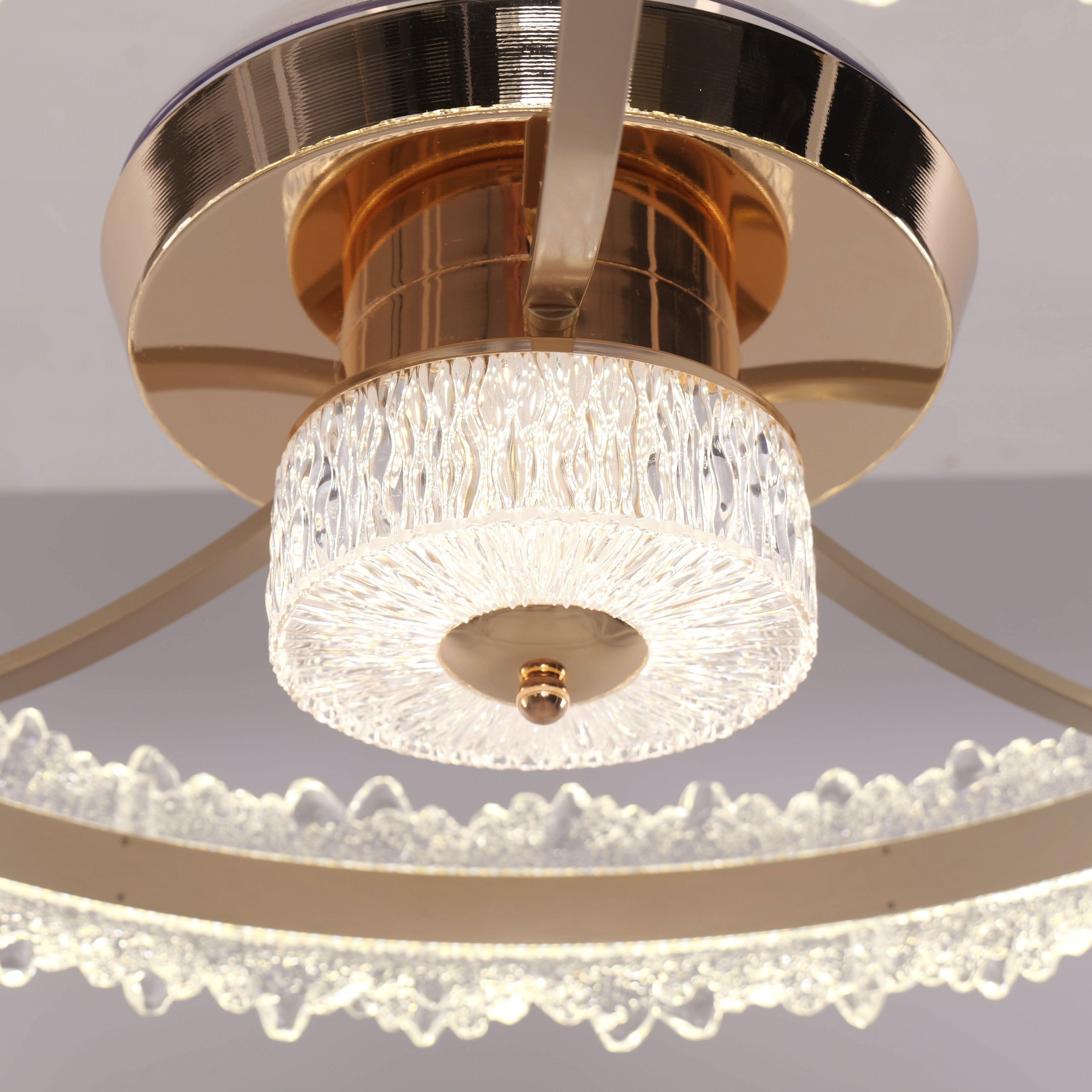 Lightsin Luxury Gold Frame LED Ceiling Fan Light with Retractable Blades