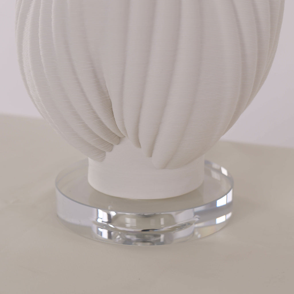 Lightsin 3D Pure White Pod Threaded Ceramic Table Lamp with Fabric Shade
