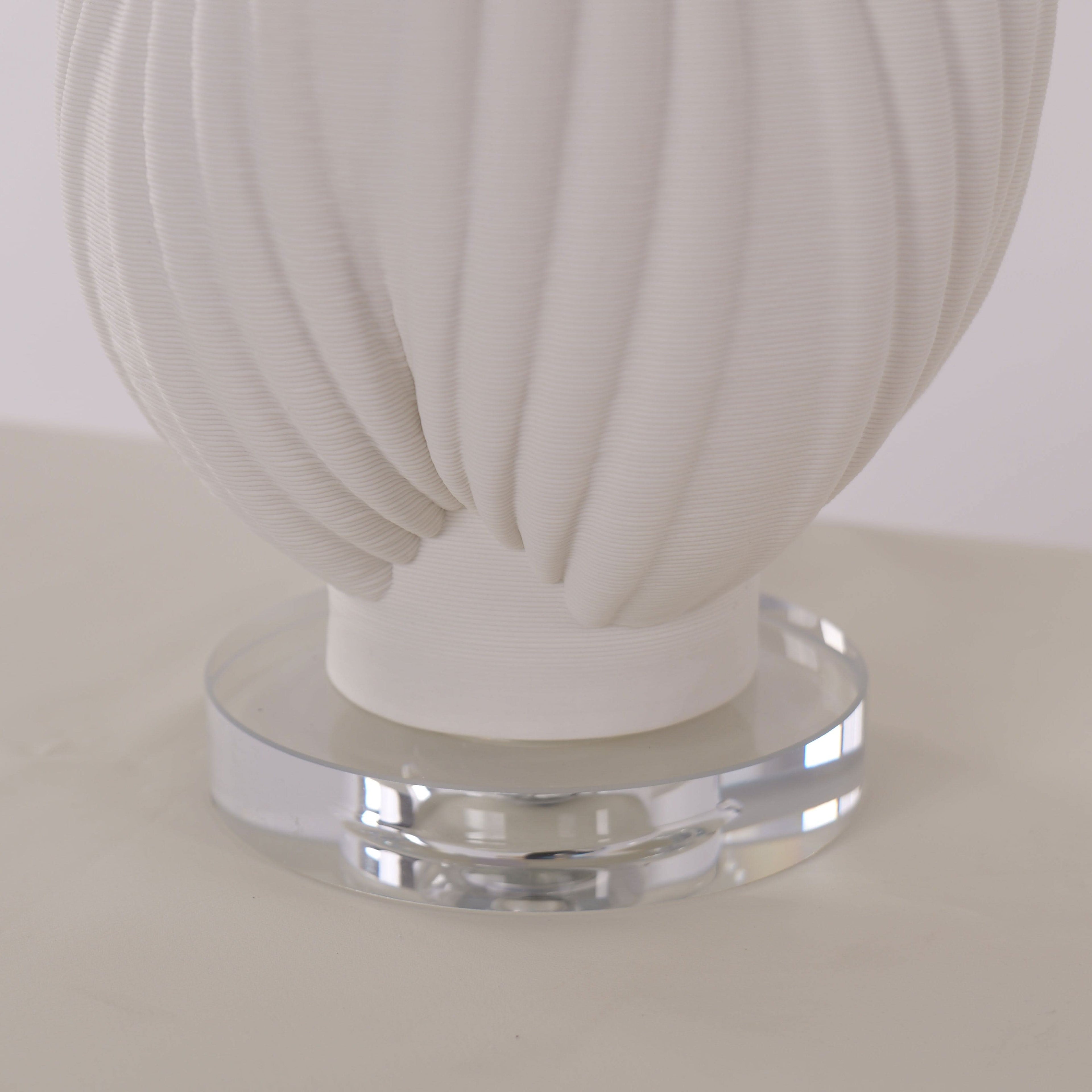 Lightsin 3D Pure White Pod Threaded Ceramic Table Lamp with Fabric Shade