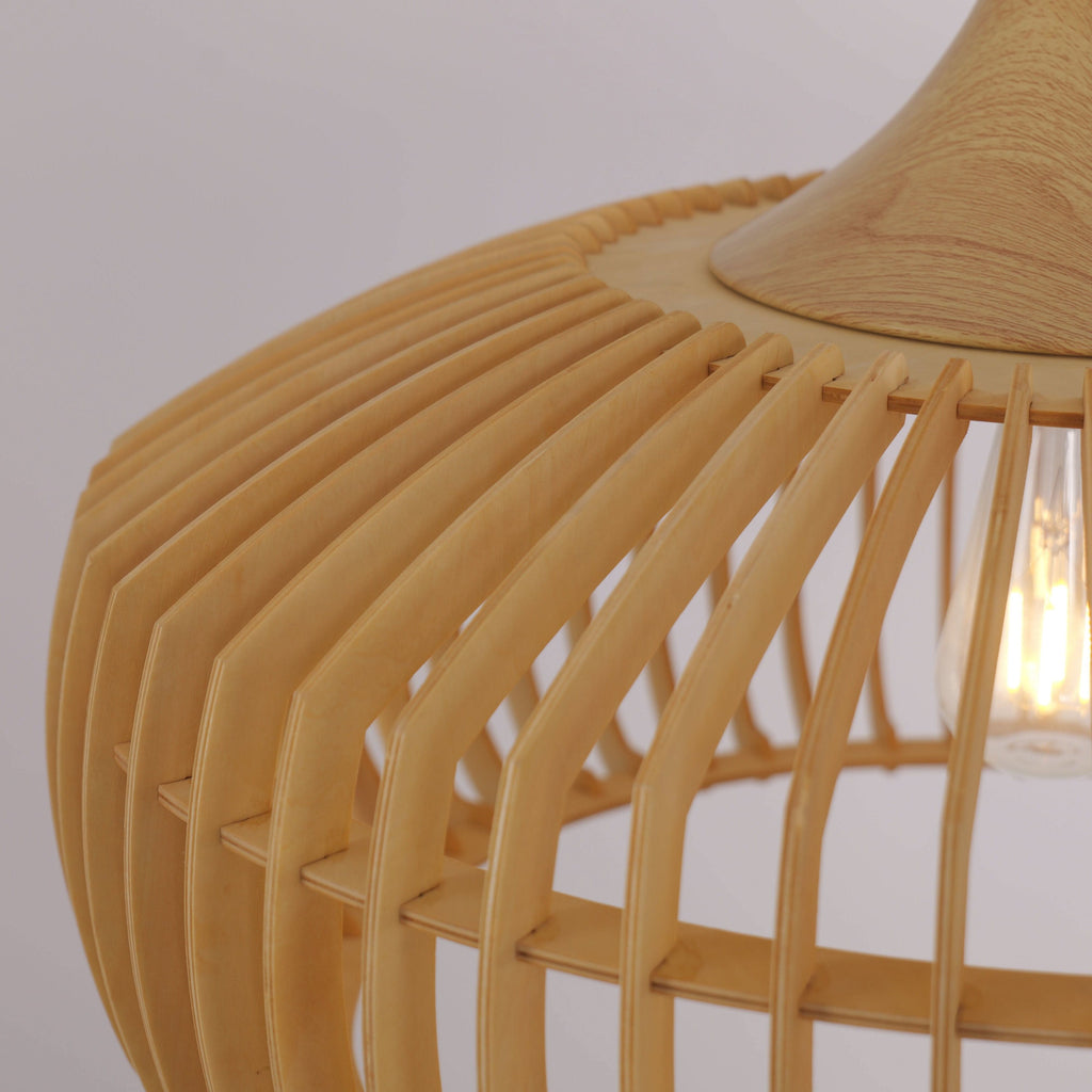 Lightsin Shadome-Handcrafted Wood Pendant Light for Kitchen Island and Modern Interiors