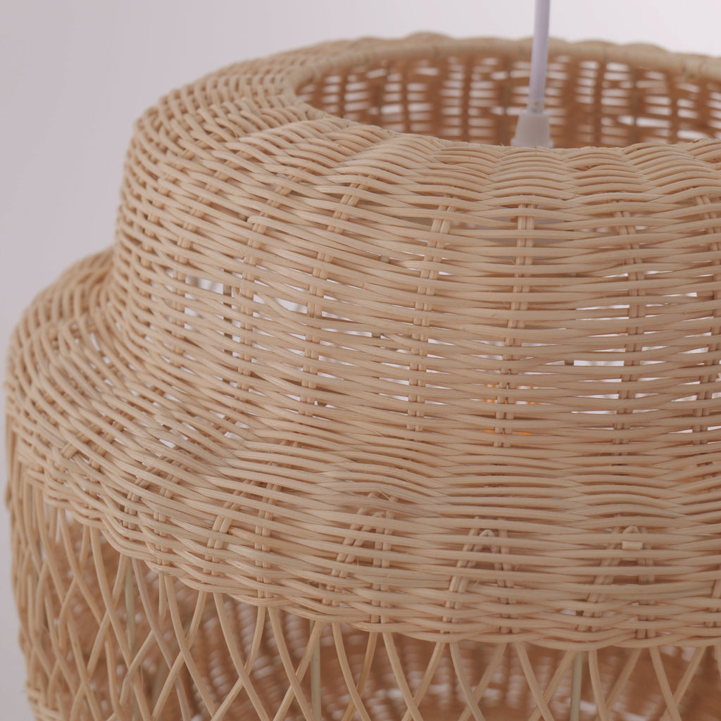 Lightsin Hollow Weave Rattan Pendant Light for Living Room, Dining Room & Bedroom