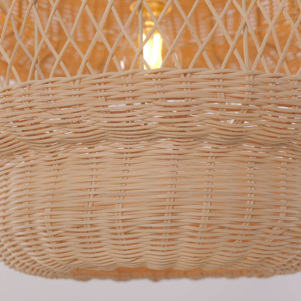 Lightsin Hollow Weave Rattan Pendant Light for Living Room, Dining Room & Bedroom