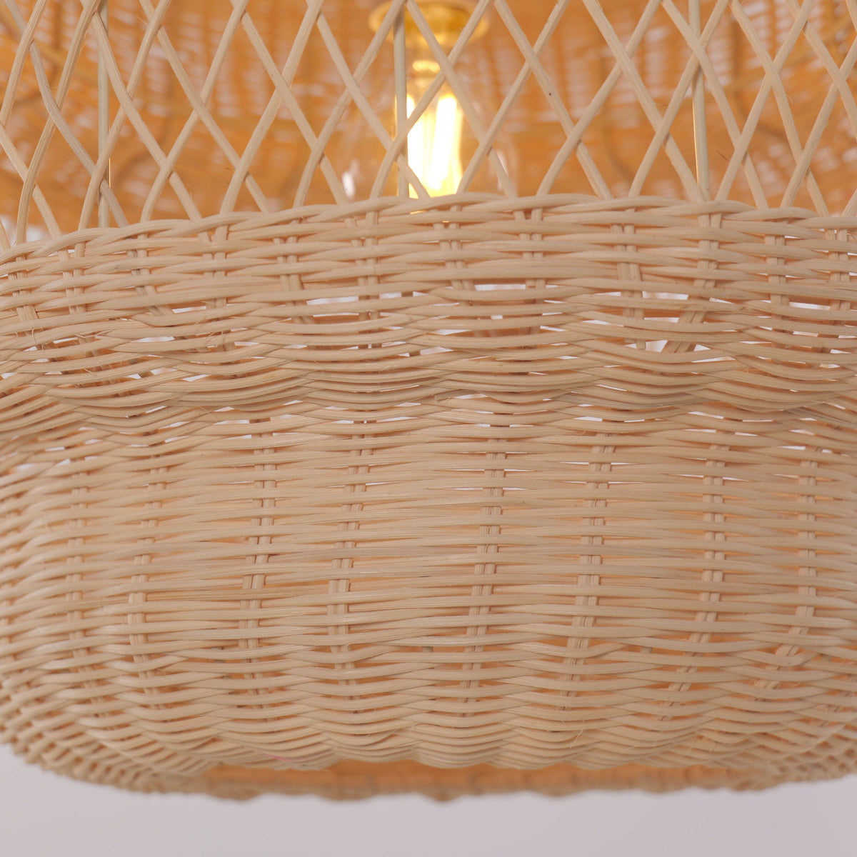 Lightsin Hollow Weave Rattan Pendant Light for Living Room, Dining Room & Bedroom