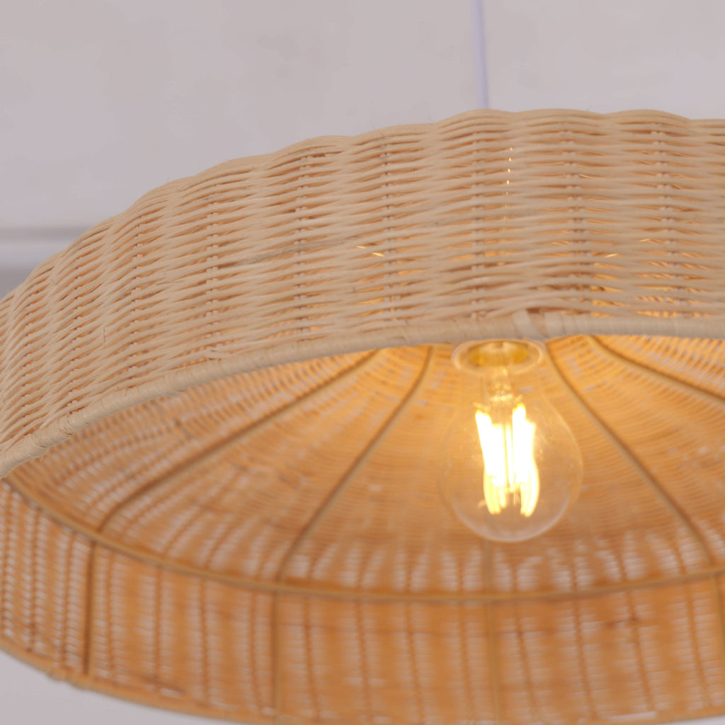 Lightsin Flat Teapot-Shaped Japanese Rattan Pendant Light – Natural Elegance