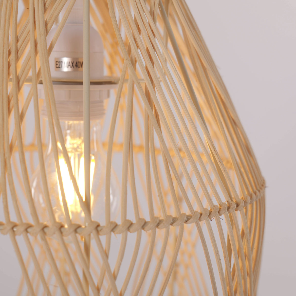 Lightsin Handwoven Rattan Pendant Light with Criss-Cross Pattern