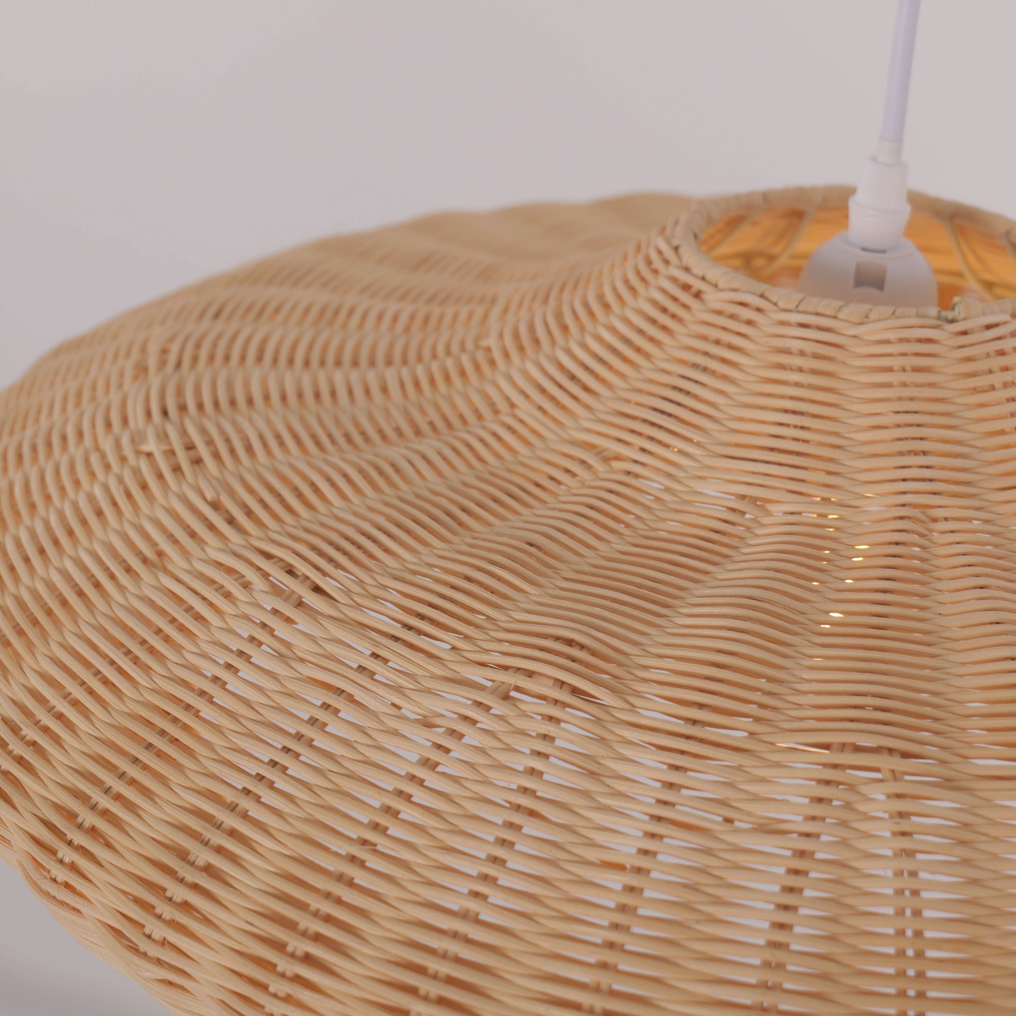 Lightsin Japanese Shell-Inspired Rattan Pendant Light Natural Serenity
