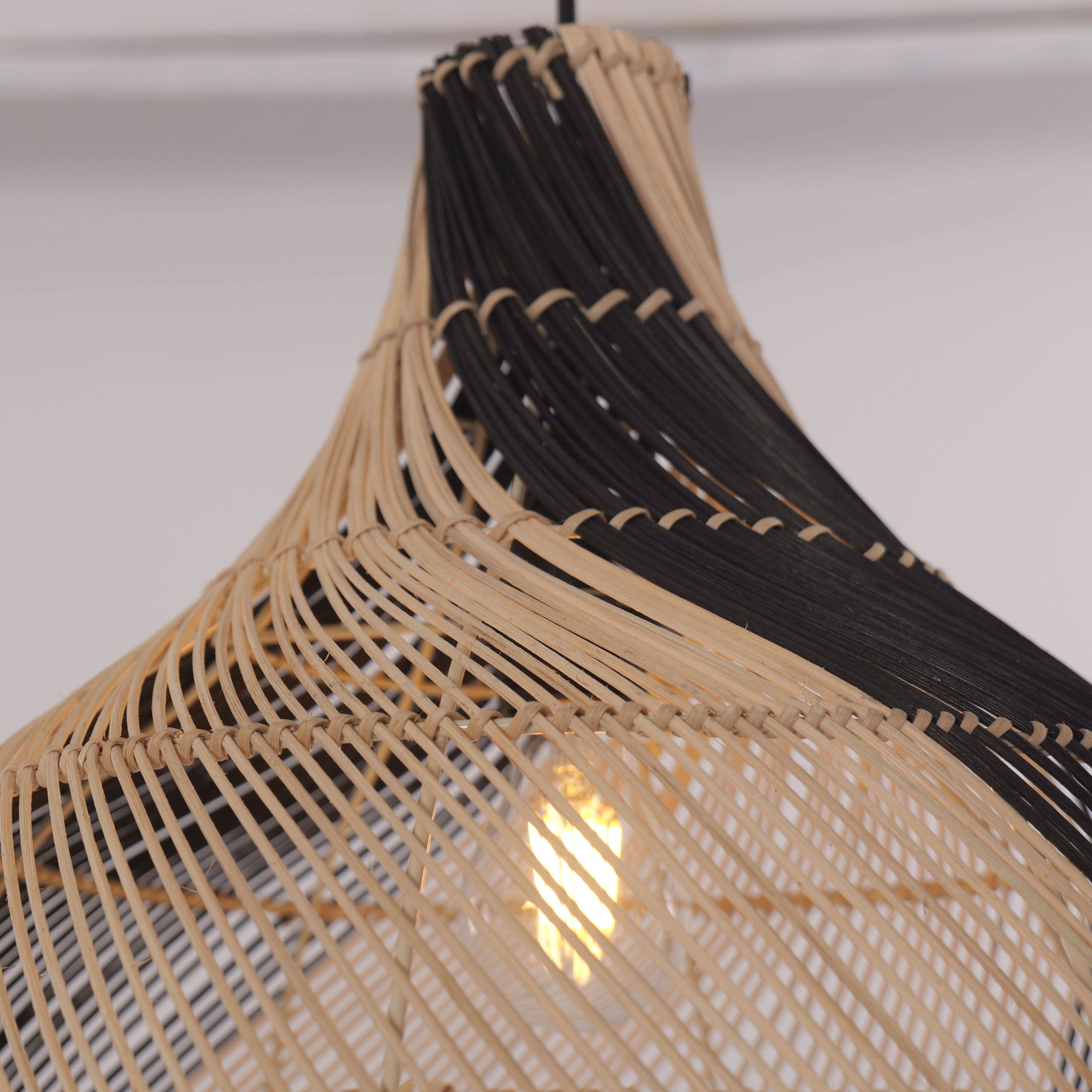 Lightsin Japanese Simple Vase Shaped Handwoven Rattan Pendant Light