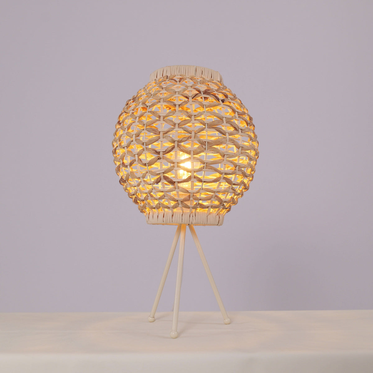 Lightsin Water Hyacinth Rattan Ball-Shaped Woven Table Lamp – Natural Handwoven Lighting for Cozy Spaces
