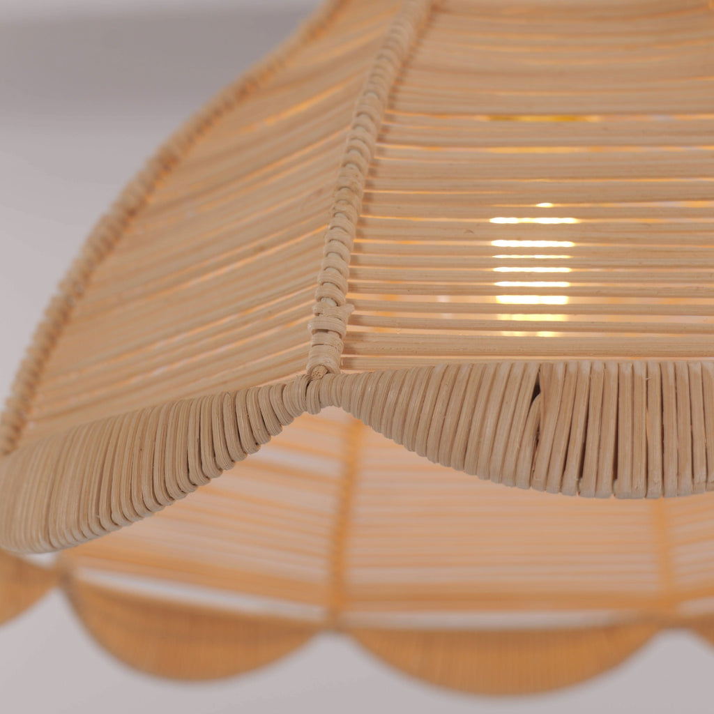 Lightsin Japanese-Inspired Petal Bloom Rattan Woven Pendant Light