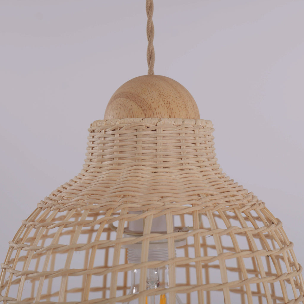 Lightsin Cella-Elegant Vintage Woven Rattan Minimalist Pendant Light