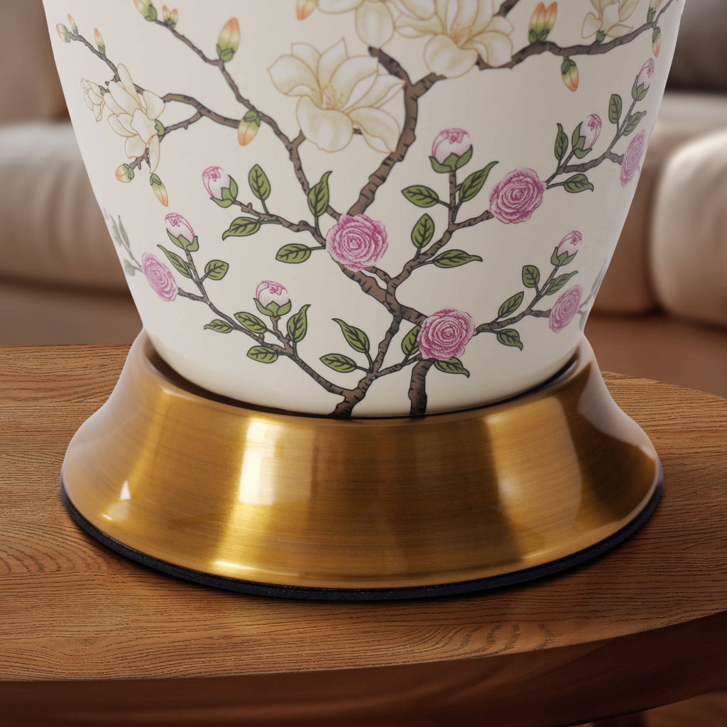 Lightsin Chinoiserie Hand-Painted Ceramic Ginger Jar Table Lamp