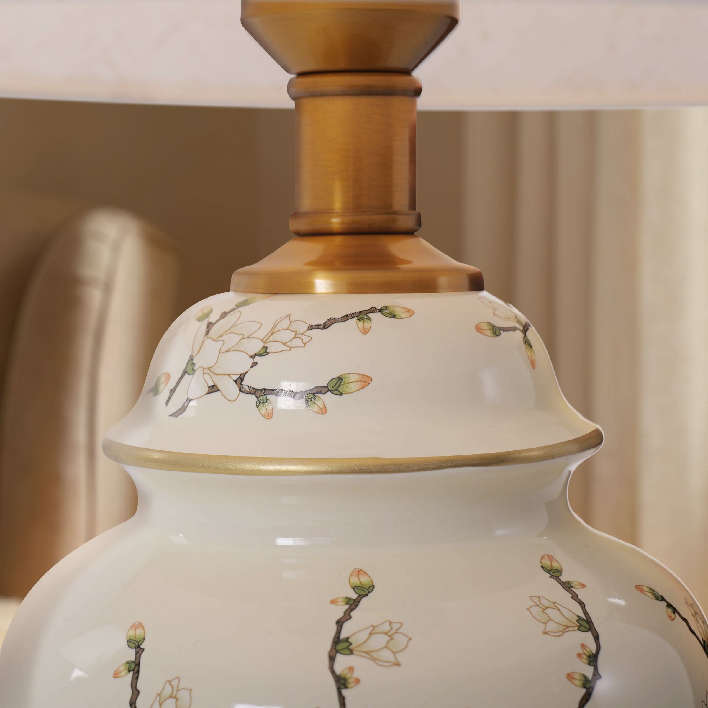 Lightsin Chinoiserie Hand-Painted Ceramic Ginger Jar Table Lamp