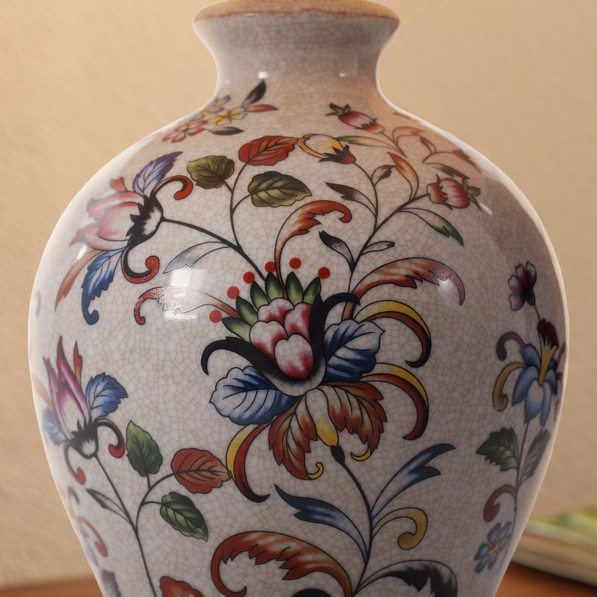 Lightsin Chinoiserie Hand-Painted Porcelain Table Lamp with Pleated Linen Shade