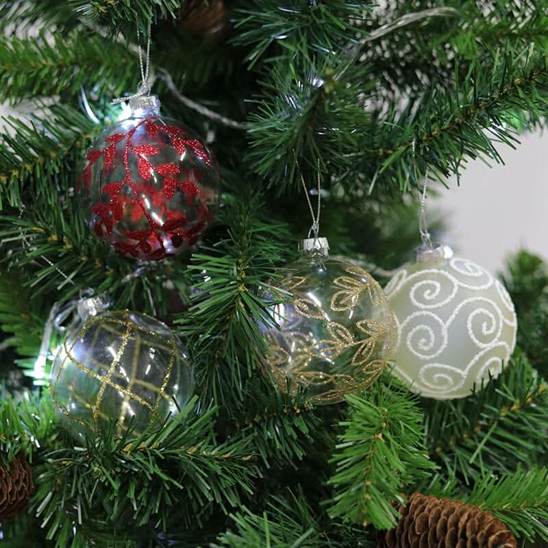 4pcs Christmas Glass Painted Round Ball Decorations Set