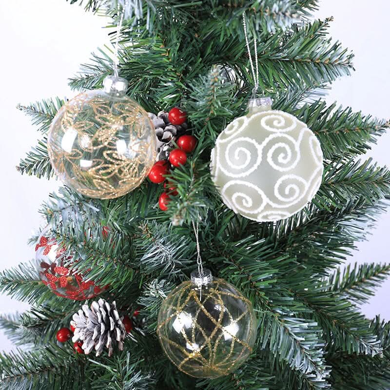 4pcs Christmas Glass Painted Round Ball Decorations Set
