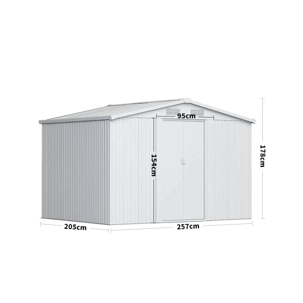 Waterproof 6x8/8x8/10x8/12x10ft Metal Shed with Gable Roof Charcoal Black/Green