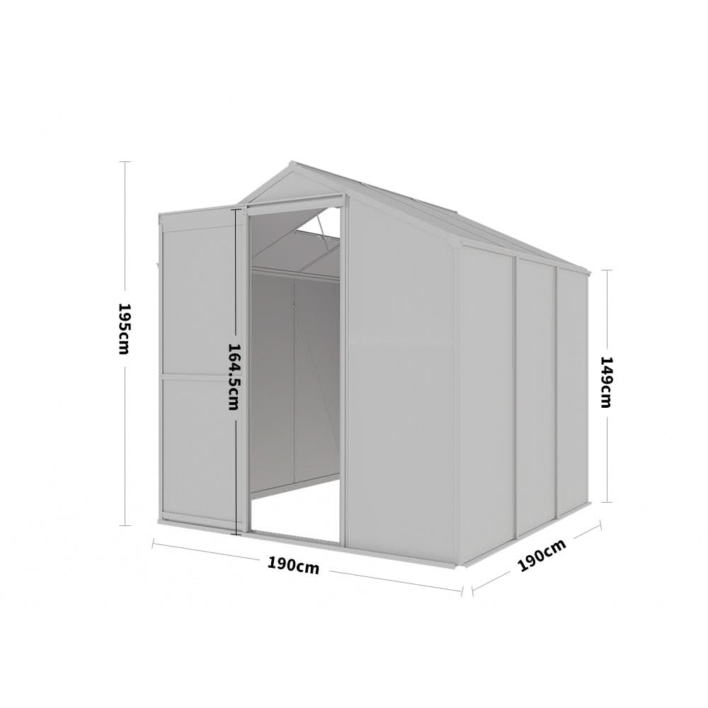 4x6ft/ 6x6ft/ 8x6ft/ 10x6ft Silver Aluminum Framed Greenhouse with Vent