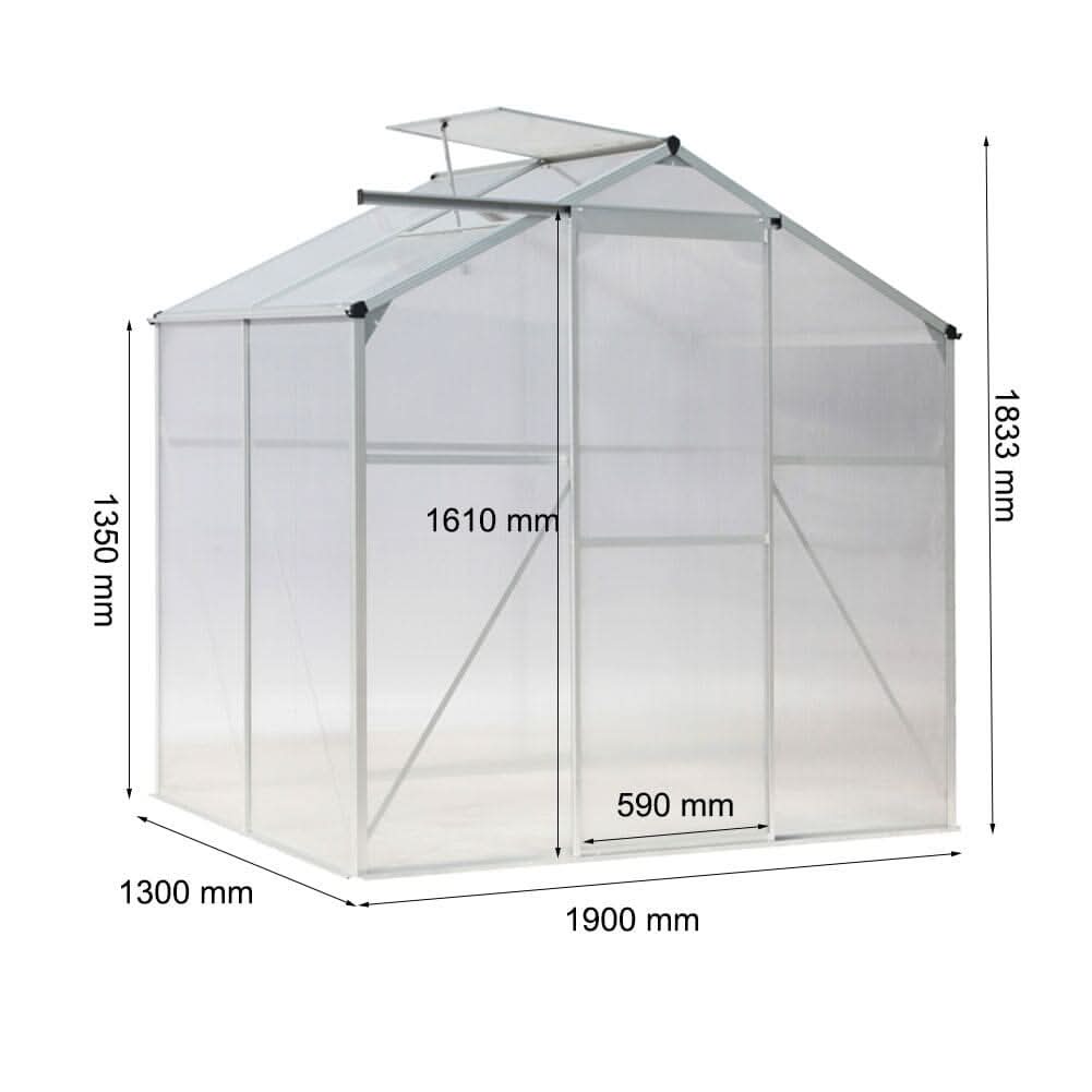 Aluminium Hobby Greenhouse with Window Opening With Base/Without Base
