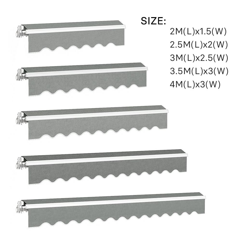 6ft/ 8ft/ 9ft/ 11ft/ 13ft Outdoor Retractable Patio Manual Shelter Awning Canopy for Window and Door