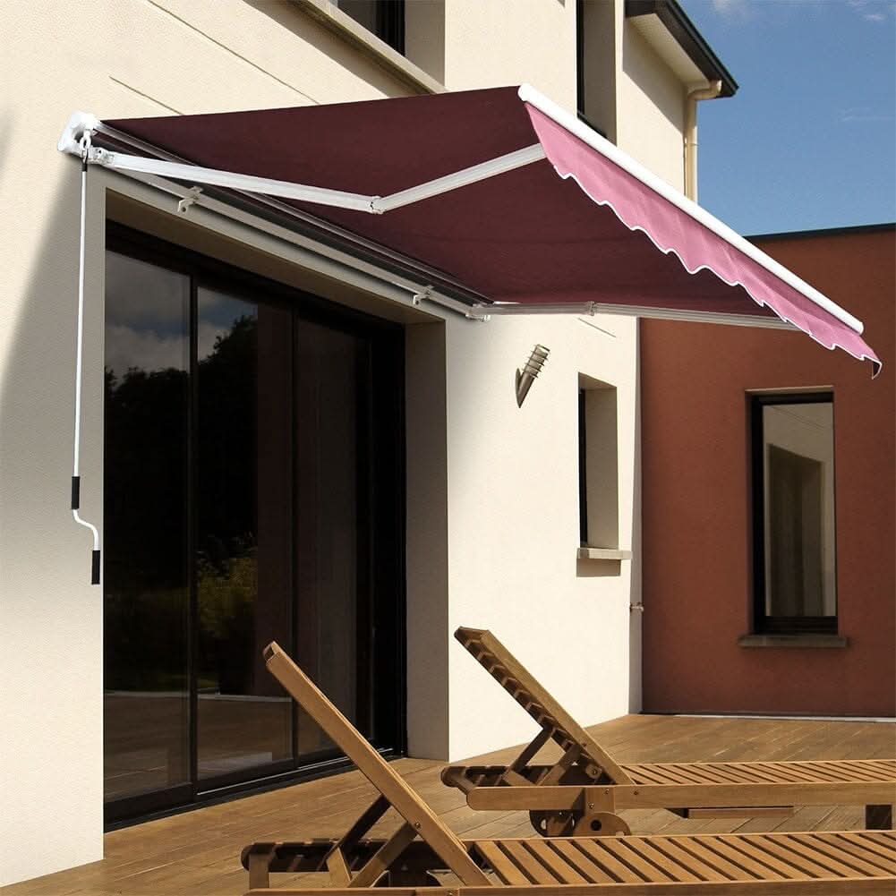 6ft/ 8ft/ 9ft/ 11ft/ 13ft Outdoor Retractable Patio Manual Shelter Awning Canopy for Window and Door