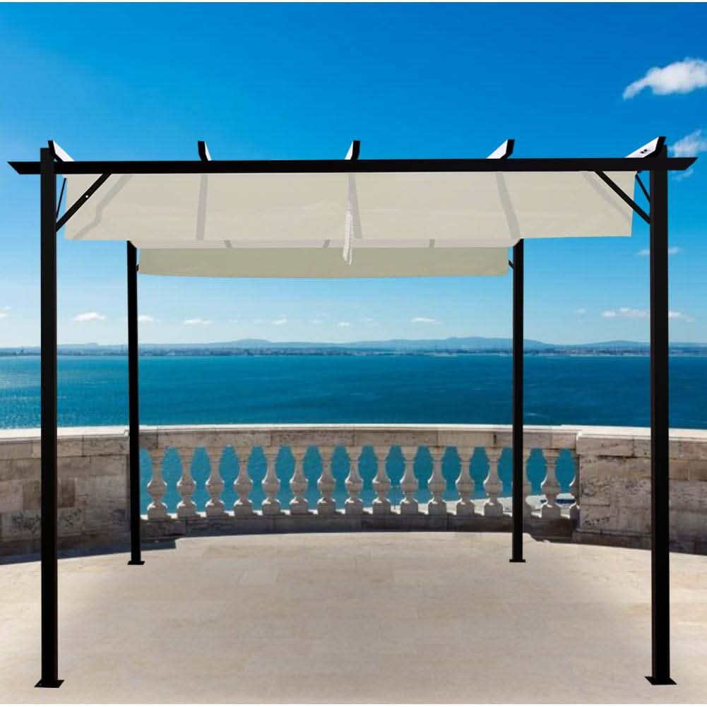 Outdoor Retractable Steel Pergola with Canopy