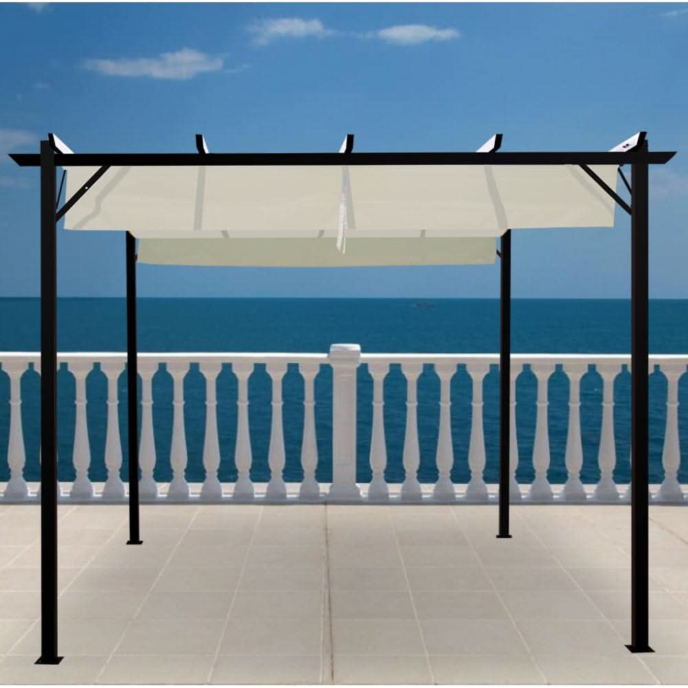 Outdoor Retractable Steel Pergola with Canopy