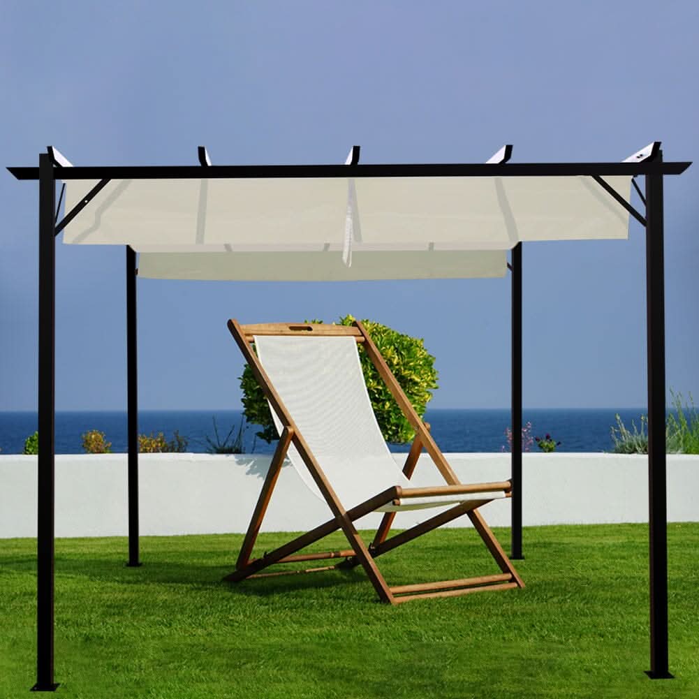 Outdoor Retractable Steel Pergola with Canopy