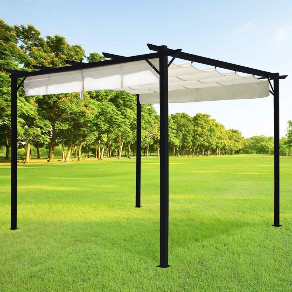 Outdoor Retractable Steel Pergola with Canopy
