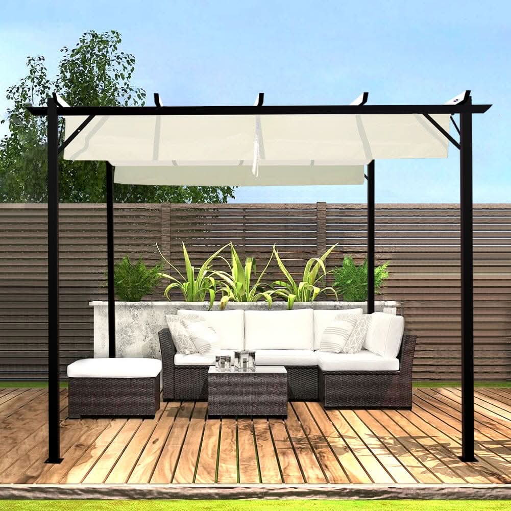 Outdoor Retractable Steel Pergola with Canopy