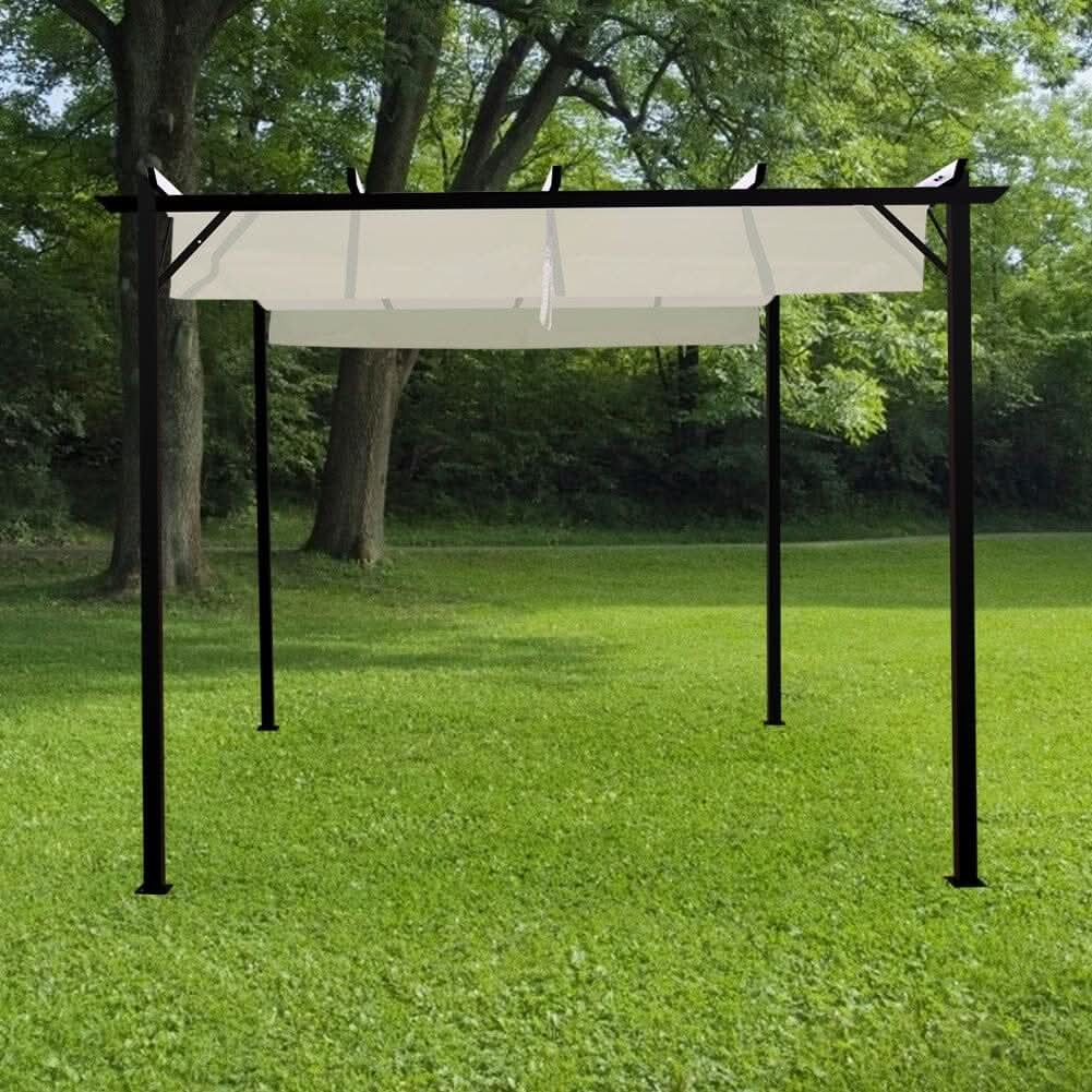 Outdoor Retractable Steel Pergola with Canopy