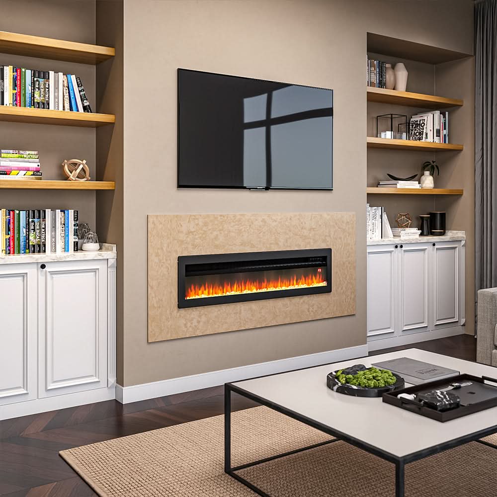40/50/60 Inch Black/White 9 flame colour Electric Fireplace 1800W Wall Mounted Heater With Installation Kit