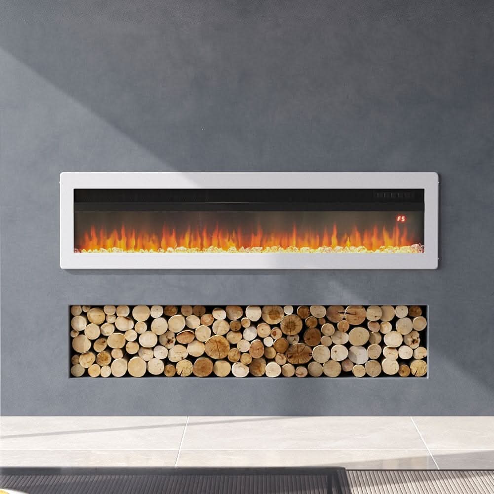 40/50/60 Inch Black/White 9 flame colour Electric Fireplace 1800W Wall Mounted Heater With Installation Kit