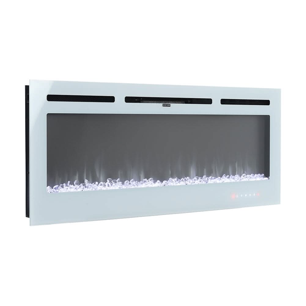 60 Inch Wall Mounted Fireplaces Recessed Fireplace 1800W White 5120BTU Electric Heaters