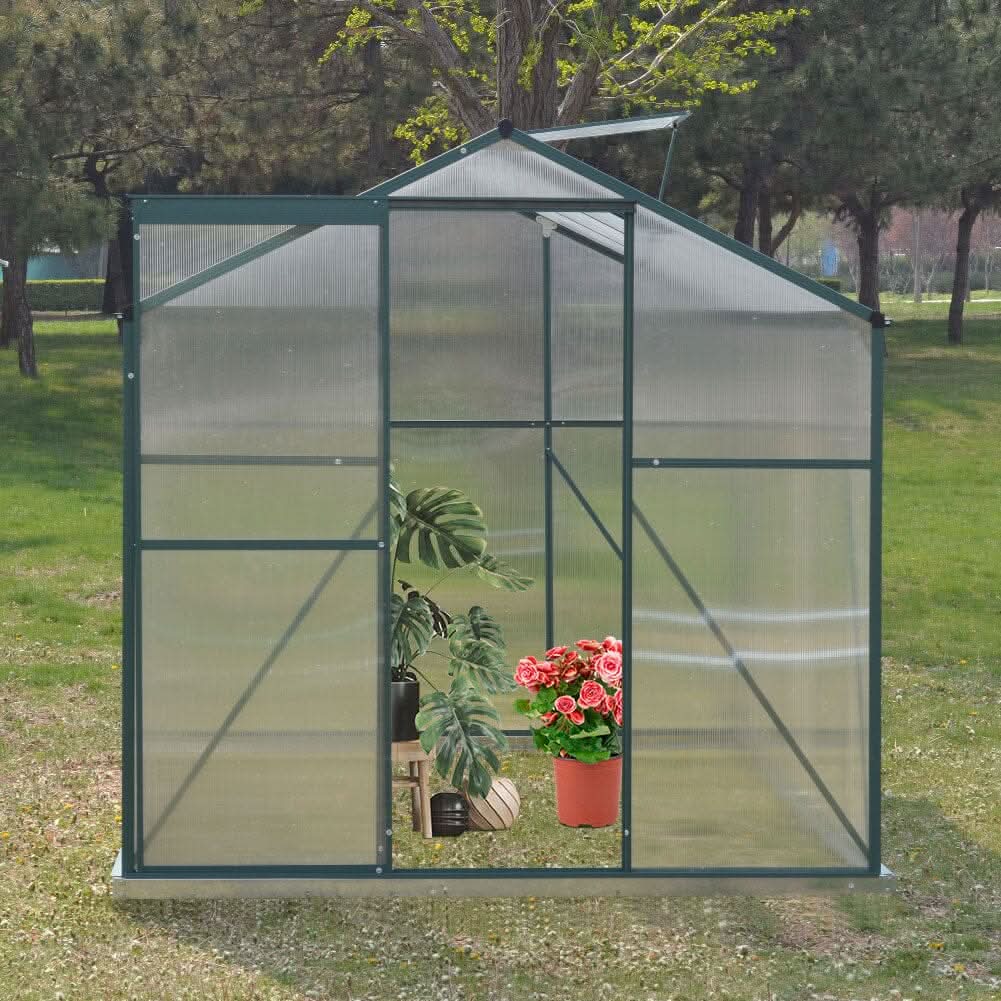 4×6 ft/ 6×6 ft/ 8×6 ft/ 10×6 ft Garden Greenhouse Green Framed with Vent