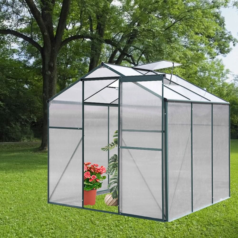 4×6 ft/ 6×6 ft/ 8×6 ft/ 10×6 ft Garden Greenhouse Green Framed with Vent
