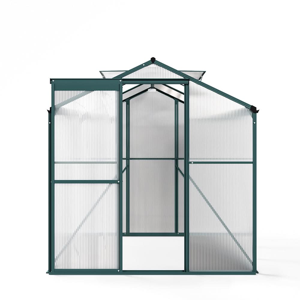 6 x 6 ft Garden Greenhouse Green Framed with Vent