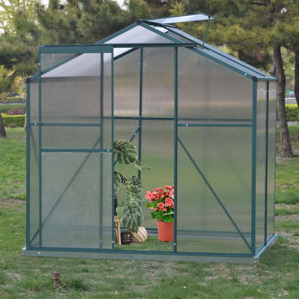 4×6 ft/ 6×6 ft/ 8×6 ft/ 10×6 ft Garden Greenhouse Green Framed with Vent
