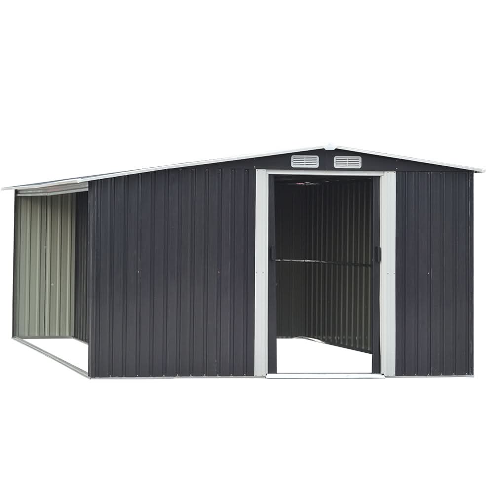 4×8/ 6×8 / 8×8/ 10×8ft Steel Garden Storage Bike Shed with Gable Roof Top Air Circulation Design