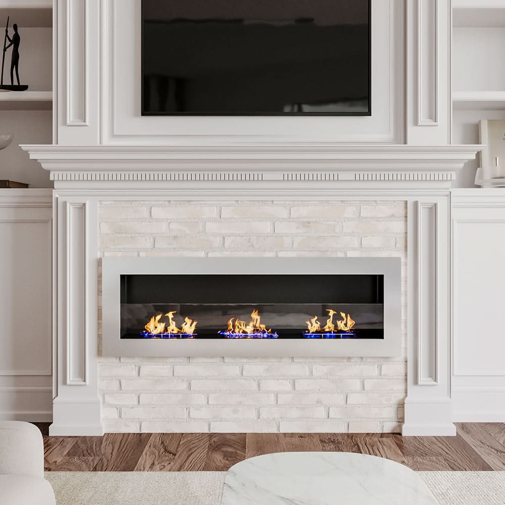 35/47 Inch Indoor Bio Ethanol Fireplace 3 Stoves Wall Mounted Heater